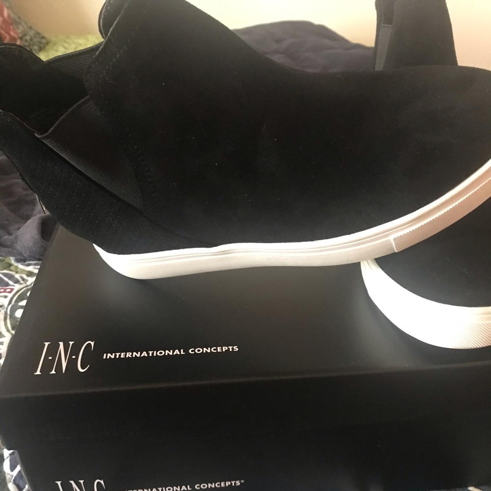 INC black wedge tennis shoes